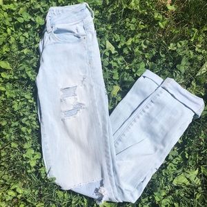 American Eagle Distressed Light-Wash Skinny Jeans